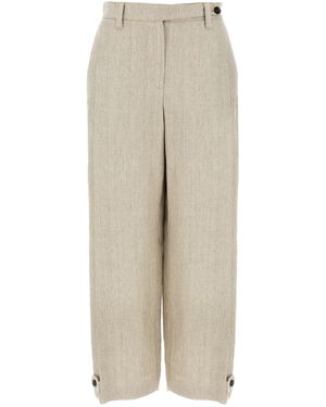 Brunello Cucinelli Linen Trousers Pantaloni-Donna - Neutro