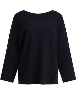 Max Mara Pure Viscose And Wool Over Sweater Knitwear Blu-Donna