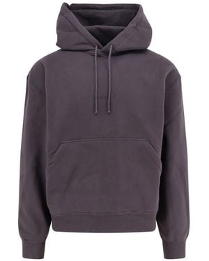 Saint Laurent Organic Cotton Sweatshirt With Frontal Logo Embroidery - Purple
