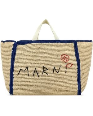 Marni Ivory Raffia Shopping Bag - Natural
