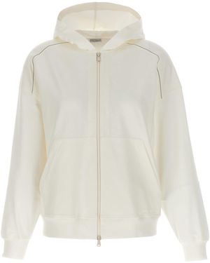 Brunello Cucinelli Monile Hoodie Felpe Bianco-Donna