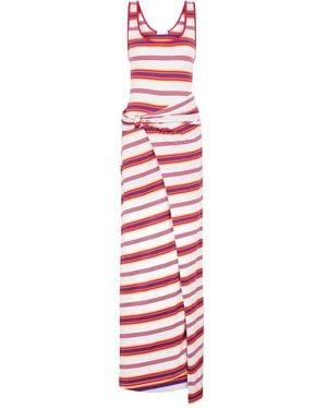 Rabanne Long Striped Dress - White