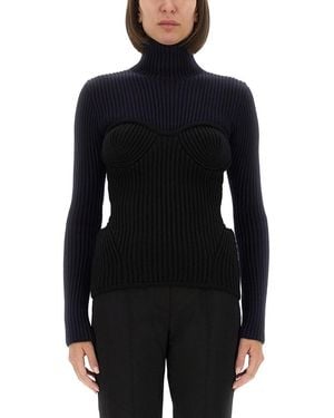 Jean Paul Gaultier Slim-Fit Corset Design Top - Black