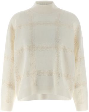 Brunello Cucinelli Sequin Sweater Maglioni Bianco-Donna