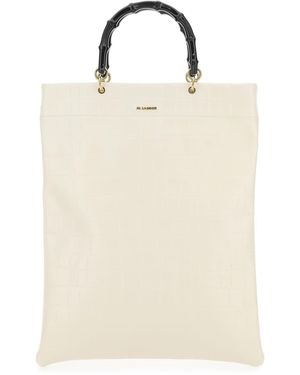 Jil Sander Ivory Leather Medium Shopping Bag - Natural