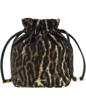 Ganni Metallic Bou Bucket Clutch - Black