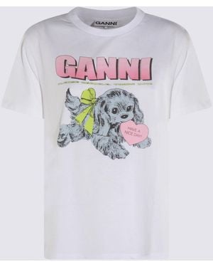 Ganni T-shirts And Polos Light And Natural - White