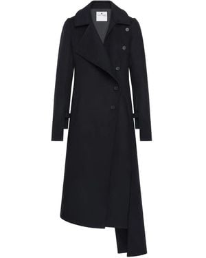 Courreges Oblique Asymmetrical Coat - Black