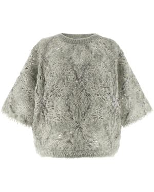 Brunello Cucinelli Sequin Sweater Maglioni Grigio-Donna