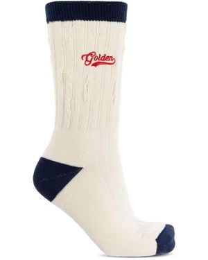 Golden Goose Two-Tone Ribbed Knit Socks - Blue