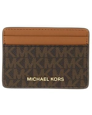 Michael Kors Card Holder With Logo - Brown