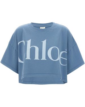 Chloé Logo Crop T-Shirt Light - Blue
