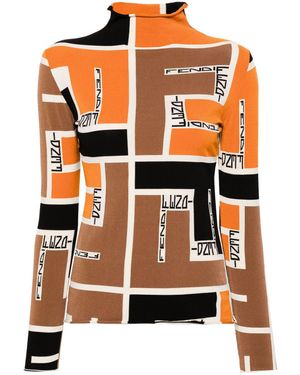 Fendi Top A Maniche Lunghe - Arancione
