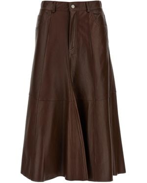 Haikure Mid Serenity Leather Skirts - Brown