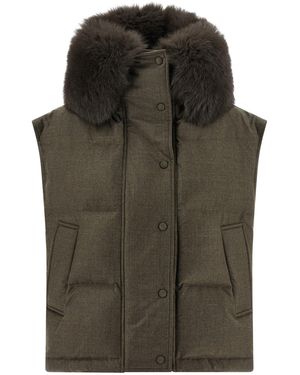 Yves Salomon Gilet Inserto Pelliccia - Verde