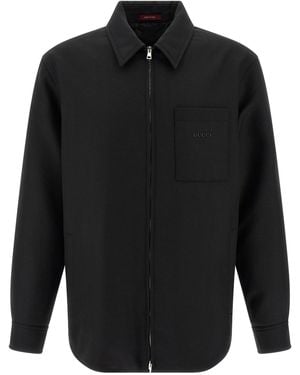 Gucci Wool Overshirt Puffer Jackets - Black
