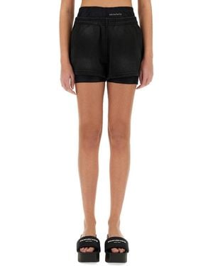 Alexander Wang Logo Pre Styled Biker Shorts - Black