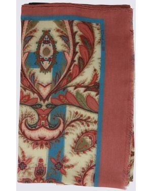 Etro Scarfs Cream/Aubergine-Donna - Marrone