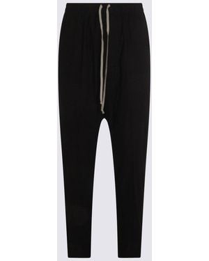 Rick Owens Cotton Drawstring Long Trousers - Black