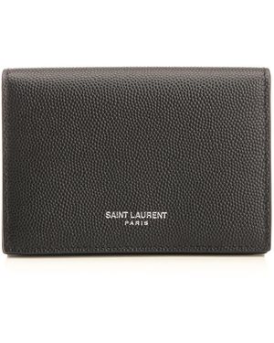 Saint Laurent Business Card Holder With Flap Wallets Black - Grey