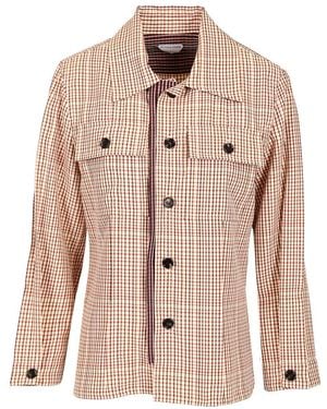 Bottega Veneta Checked Viscose Shirt Shirts Multicolour - Natural