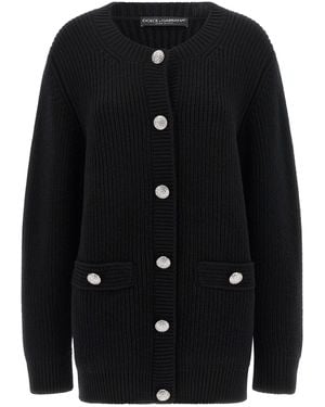 Dolce & Gabbana Jewel Buttons Cardigan Sweaters And Cardigans - Black