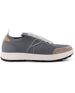 Kiton Low-Top Mesh Sneakers With Suede Profiles - White
