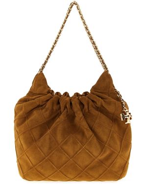 Tory Burch Fleming Mini Shoulder Bags Brown