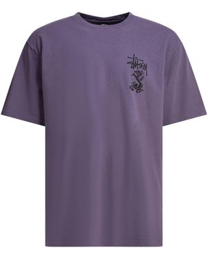Stussy Pigment Dyed Double Dragon T-Shirt - Purple