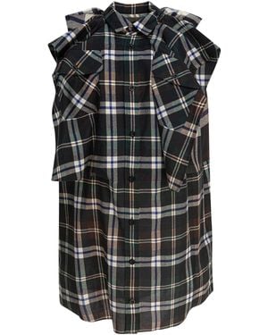 Sacai Plaid Print Dress Dresses Black
