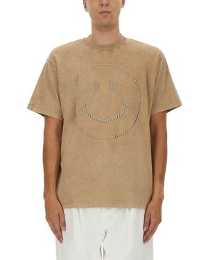 Moschino Smiley Heavy Cotton T-Shirt - Natural