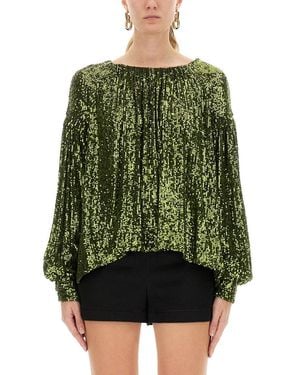 Rabanne Sequin Blouse - Green