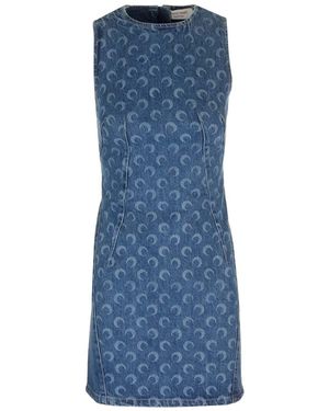 Marine Serre All Over Moon Dresses - Blue