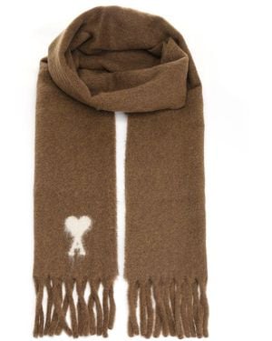 Ami Paris Alpaca Scarf Scarves And Foulards Brown