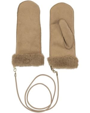 Max Mara Wool Guanti Marrone-Donna - Bianco