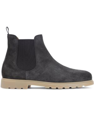 Kiton Dark Suede Calf Leather Boots-Uomo - Nero