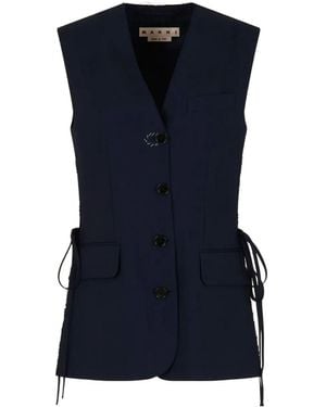 Marni Wool Waistcoat With Side Slits - Blue