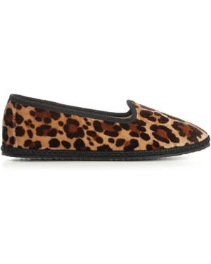 Vibi Venezia Classic Furlana Velvet Tipolo Leopard Scarpe Basse Animalier - Brown