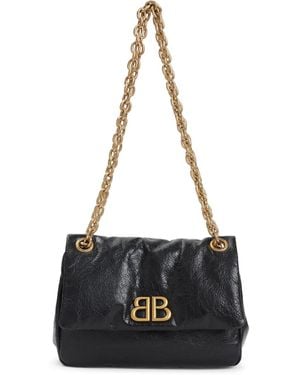 Balenciaga Calf Leather Monaco Mini Bag-Donna - Nero
