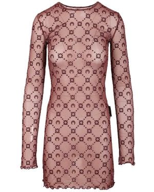 Marine Serre Moonogram Mini Crewneck Dress - Red