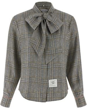 Thom Browne Prince Of Wales Check Shirt Shirt And Blouse - Gray