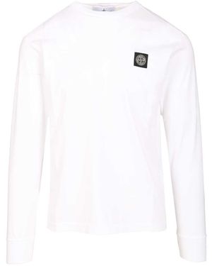 Stone Island Long-Sleeved Cotton Jersey T-Shirt - White