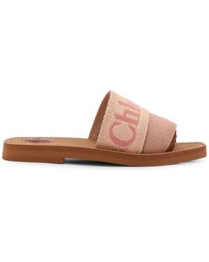Chloé Woody Linen Sandals - Brown