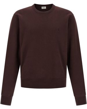 Saint Laurent Cassandre Felpe Bordeaux-Uomo - Marrone