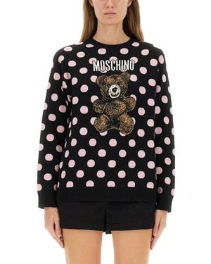 Moschino "Teddy Polka Dots" Sweater-Donna - Nero
