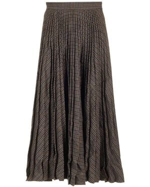 Balenciaga Wrinkled Effect Pleated Midi Skirts - Grey