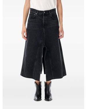 Haikure Gonna Midi Denim Asimmetrica-Donna - Nero