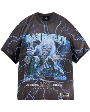 Represent Iron Maiden X A Real Live One Cotton And Hemp T-shirt - Blue