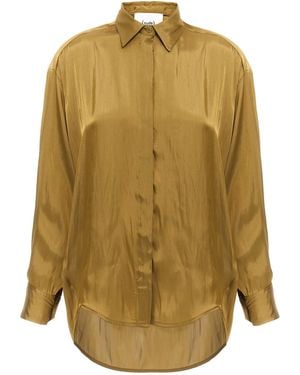 Nude Satin Shirt Shirt, Blouse - Green