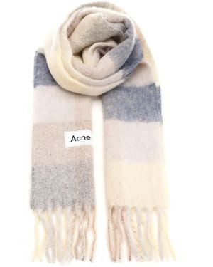 Acne Studios Wool Mohair Check Scarf Scarves And Foulards - White